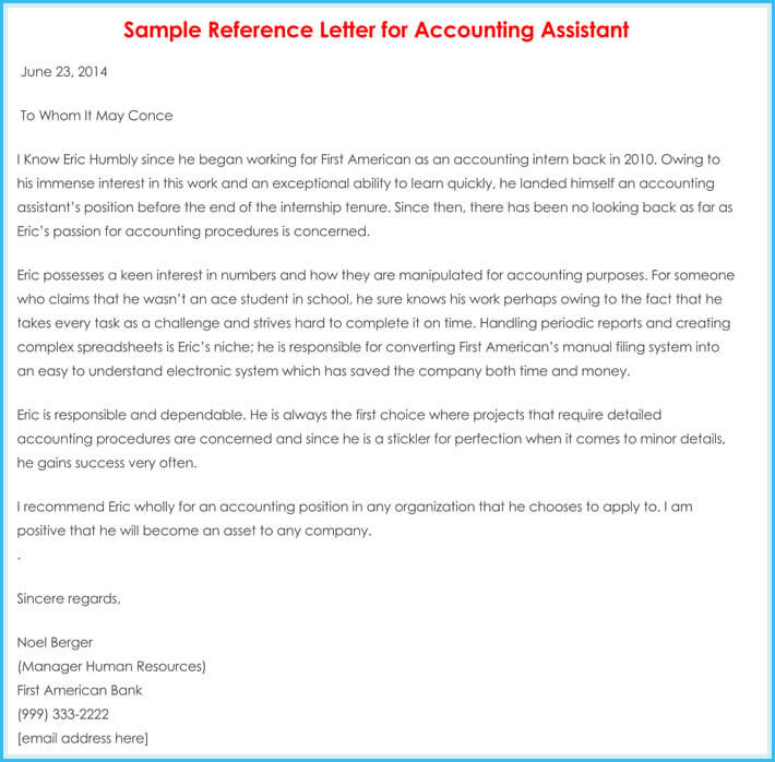 Accountant Reference / Recommendation Letters (15+ Samples 