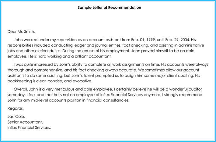 Accountant Job Reference Letter