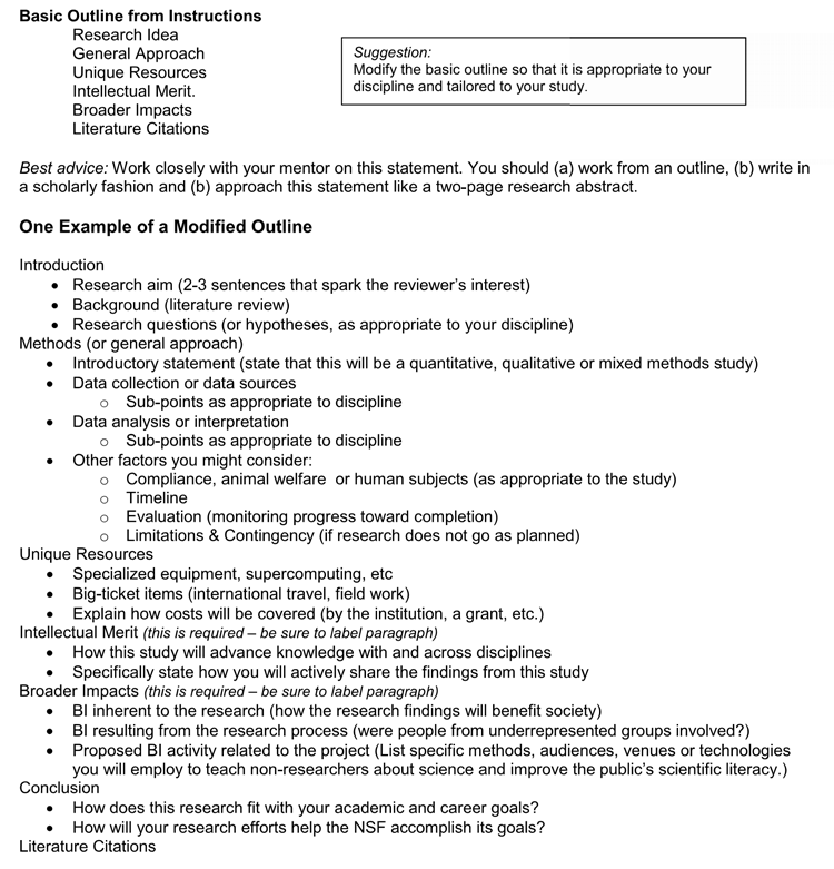 research statement format