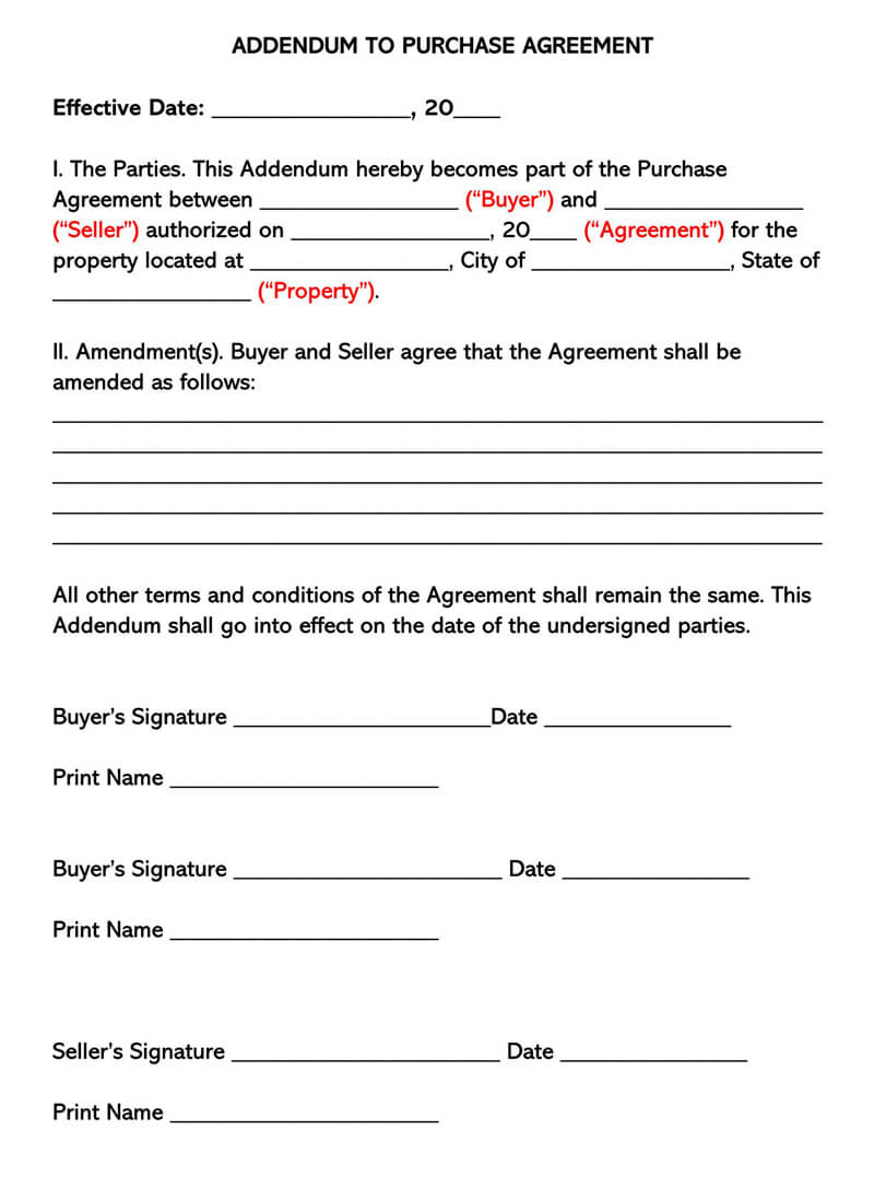 Addendum To Contract Template from www.wordtemplatesonline.net