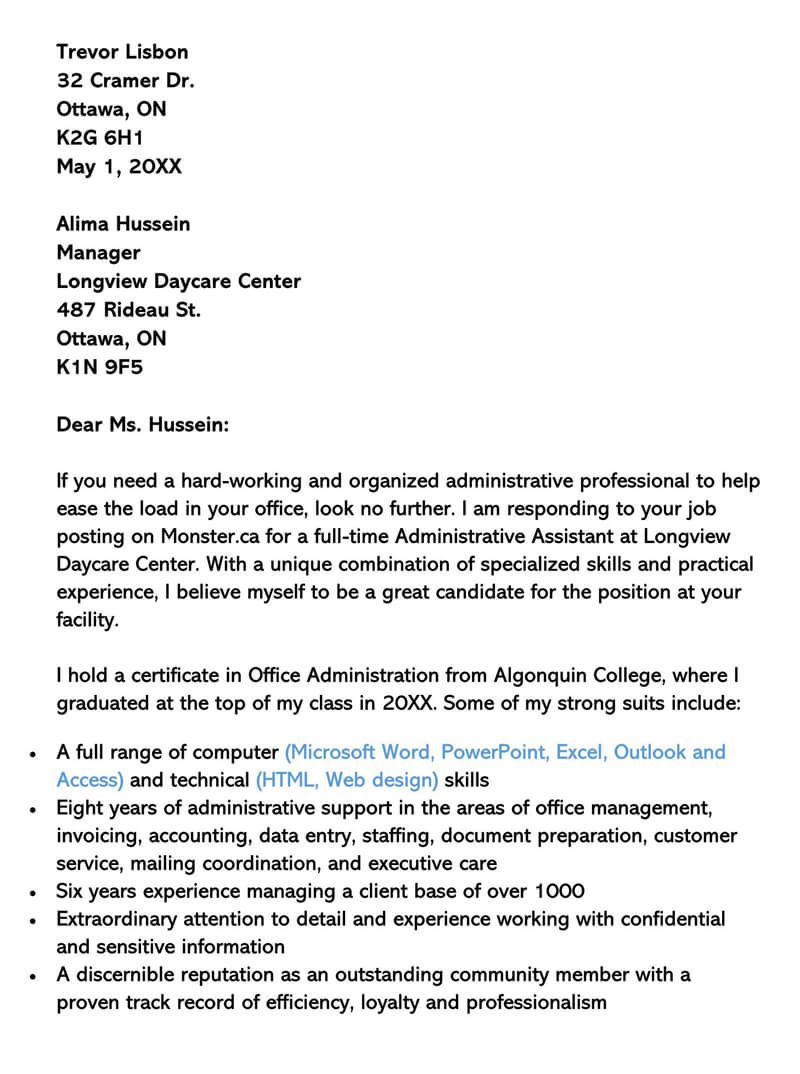 cover letter for clerical assistant