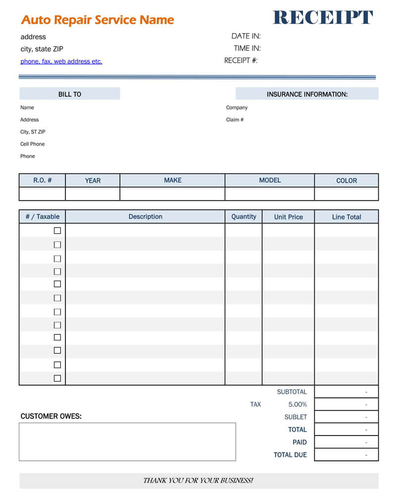 Auto Repair Work Order Template Excel from www.wordtemplatesonline.net