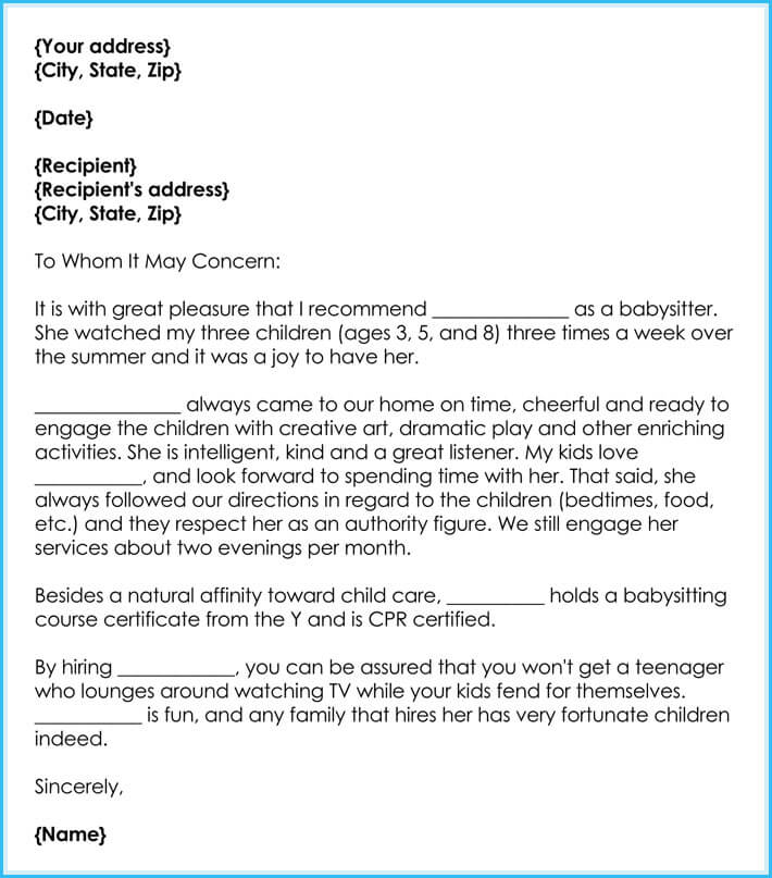 Reference Letter For Daycare Teacher