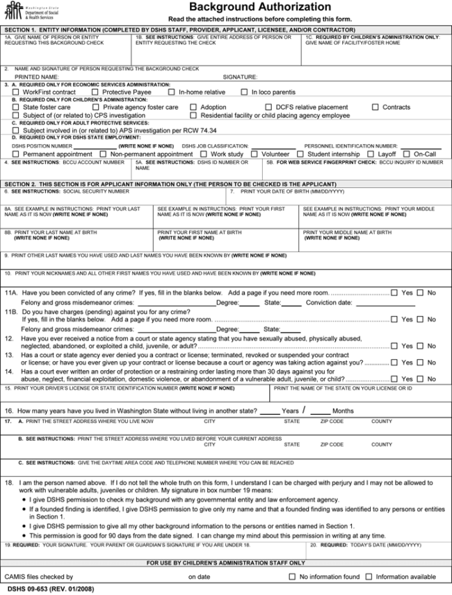 Background Check Authorization Form for Word