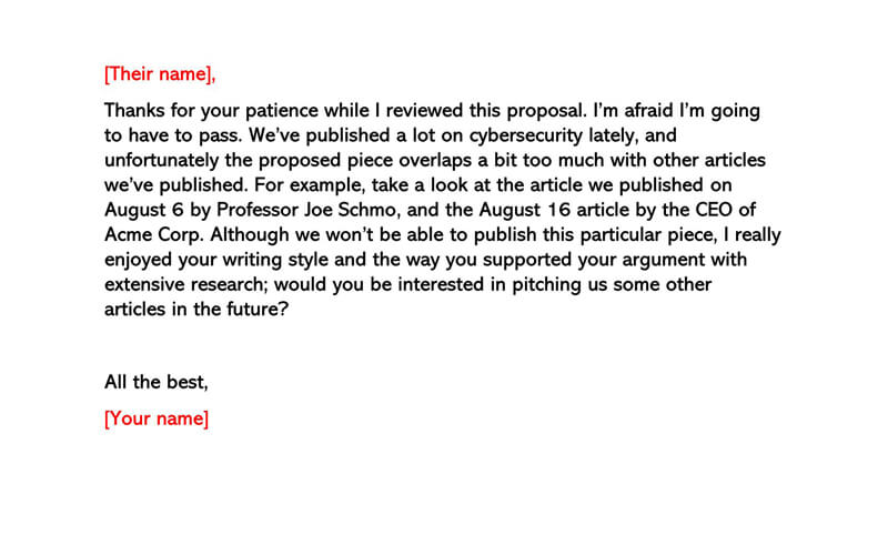 Editable Basic Polite Rejection Letter Template 04