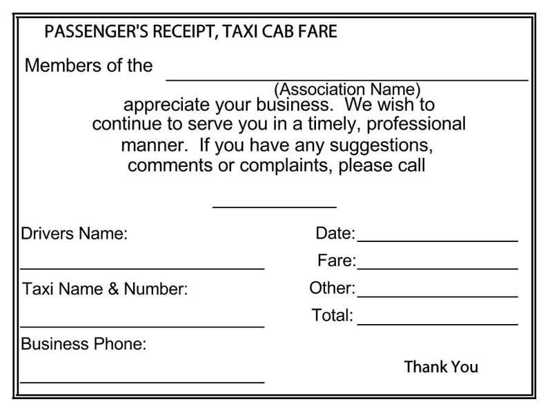 8+ Free Taxi (Cab) Receipt Templates (Word PDF)