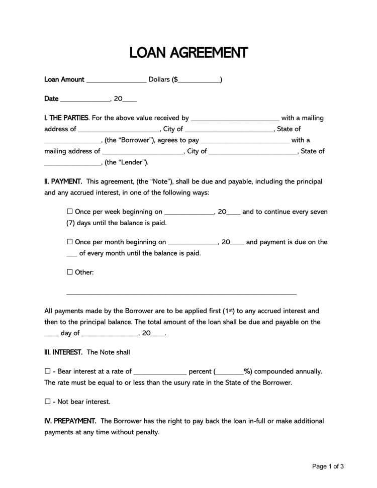 Free Loan Agreement Template for Word