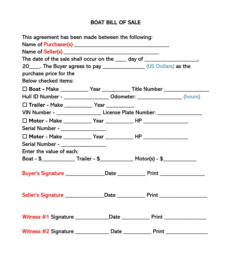 Boat Bill of Sale Form 02