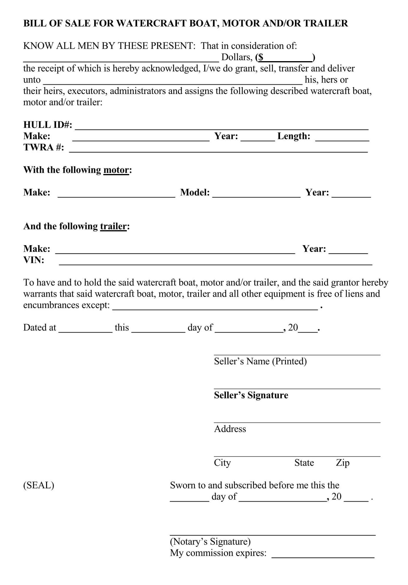 Trailer Bill of Sale Form - Fillable Word Document 12