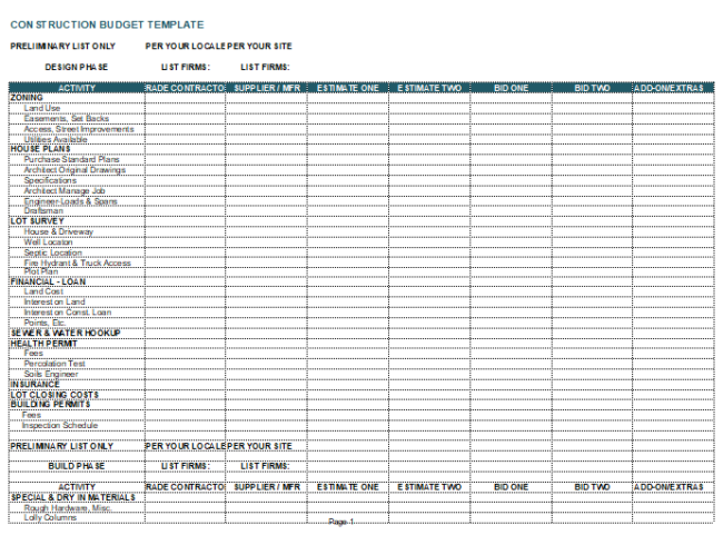 Building Material List Template from www.wordtemplatesonline.net