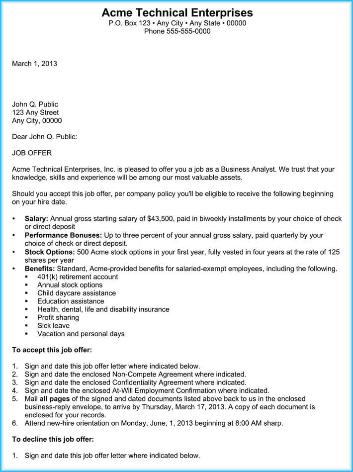 free business appointment letter
