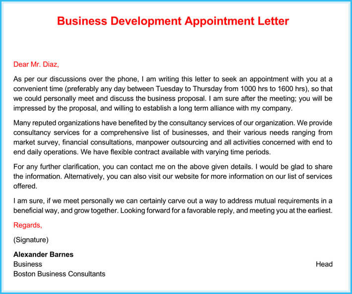Business Appointment Letter (9+ Sample Letters and Writing Business Appointment Letter (9+ Sample Letters and Writing