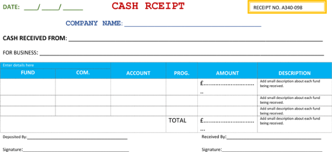 Cash Receipt Template - 5+ Printable Cash Receipt Formats