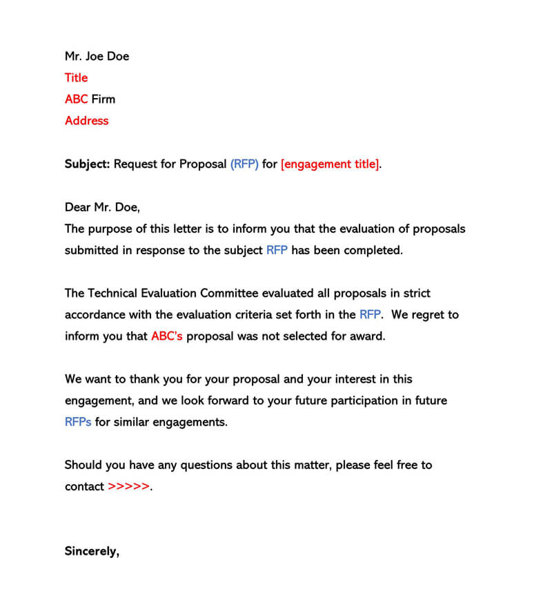 Business Proposal Rejection Letter 09