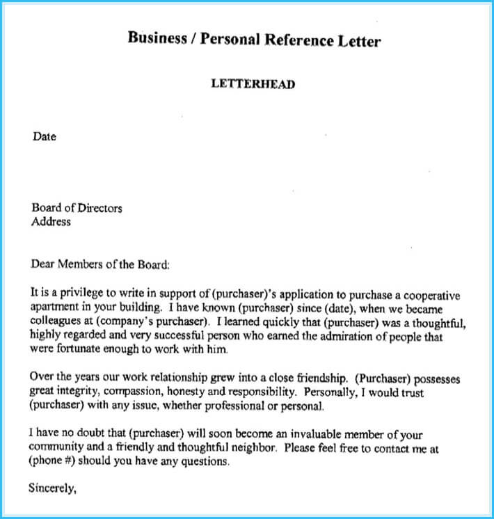 Apartment Business Reference Letter