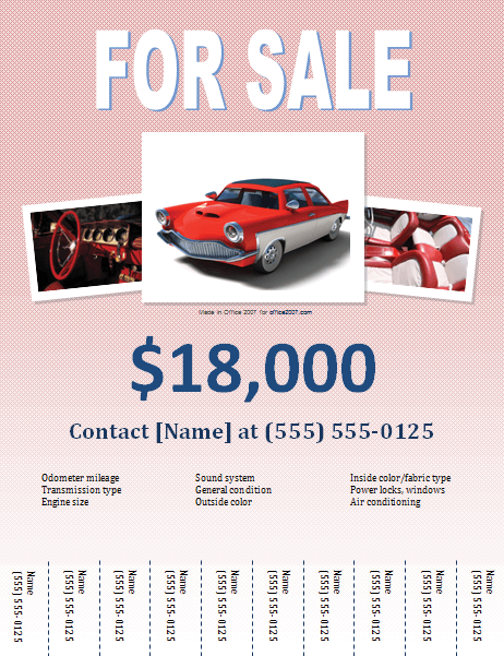 Car For Sale Advertising Flyer Templates