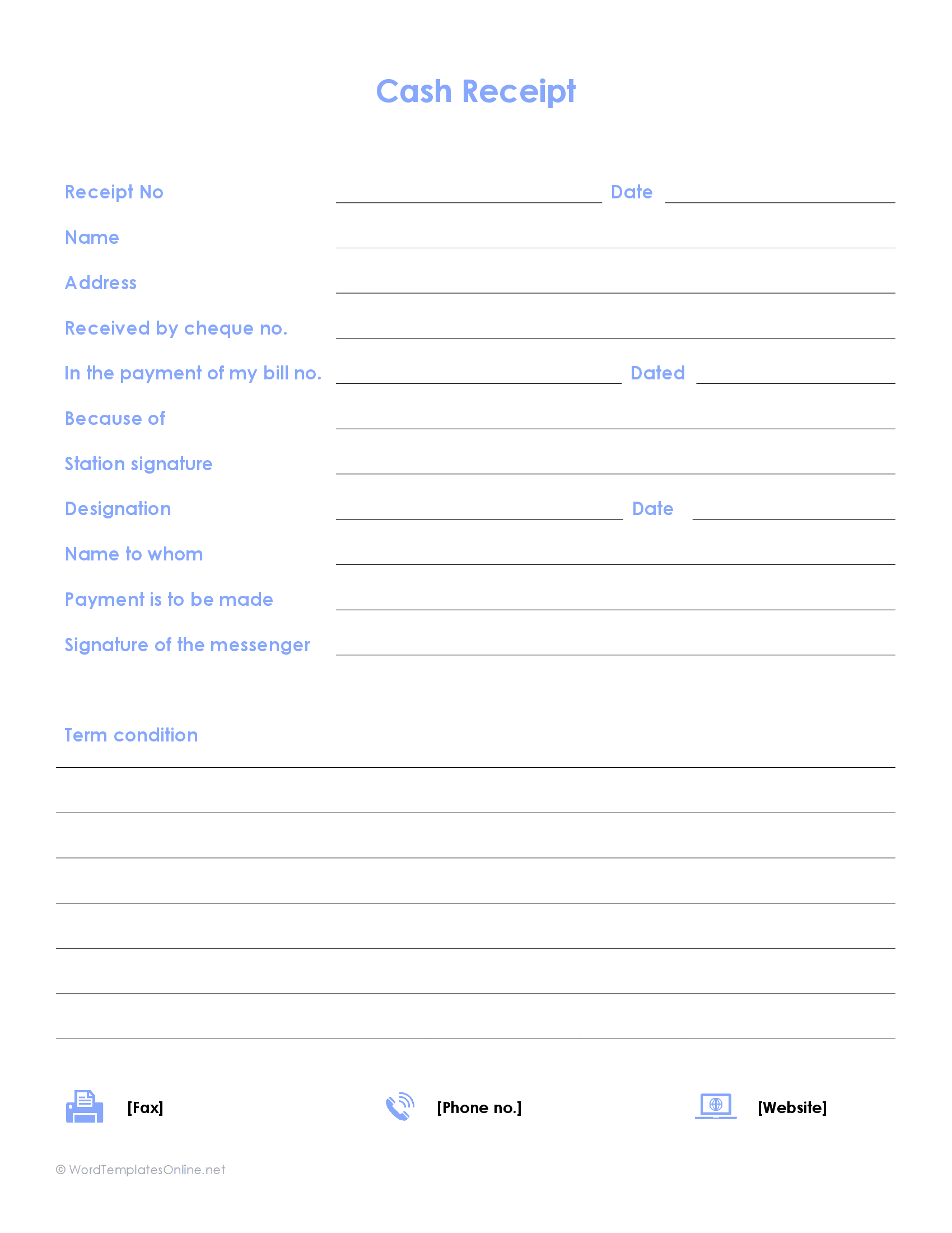 Acknowledgement Receipt Template Word