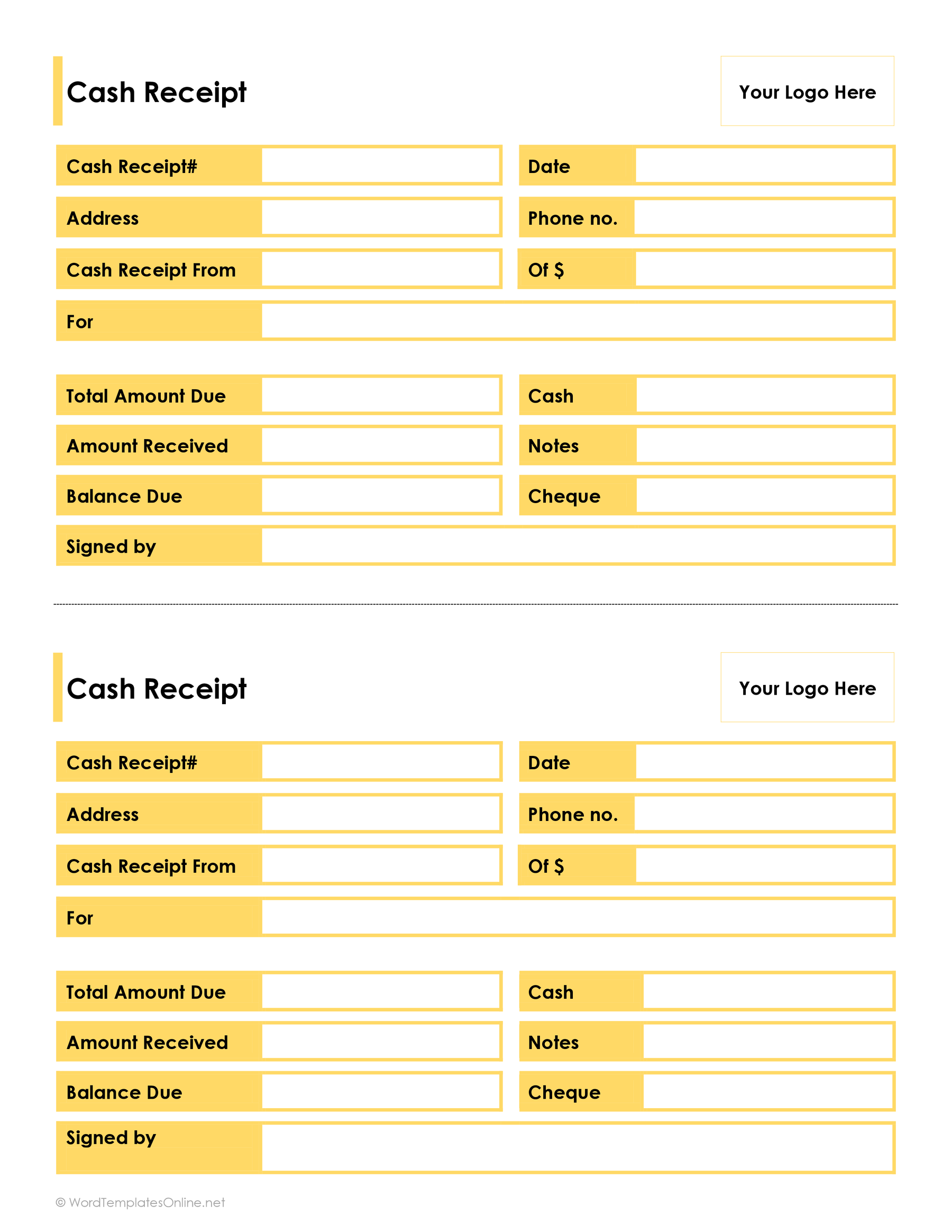 21 Free Cash Receipt Templates Word Excel And PDF 