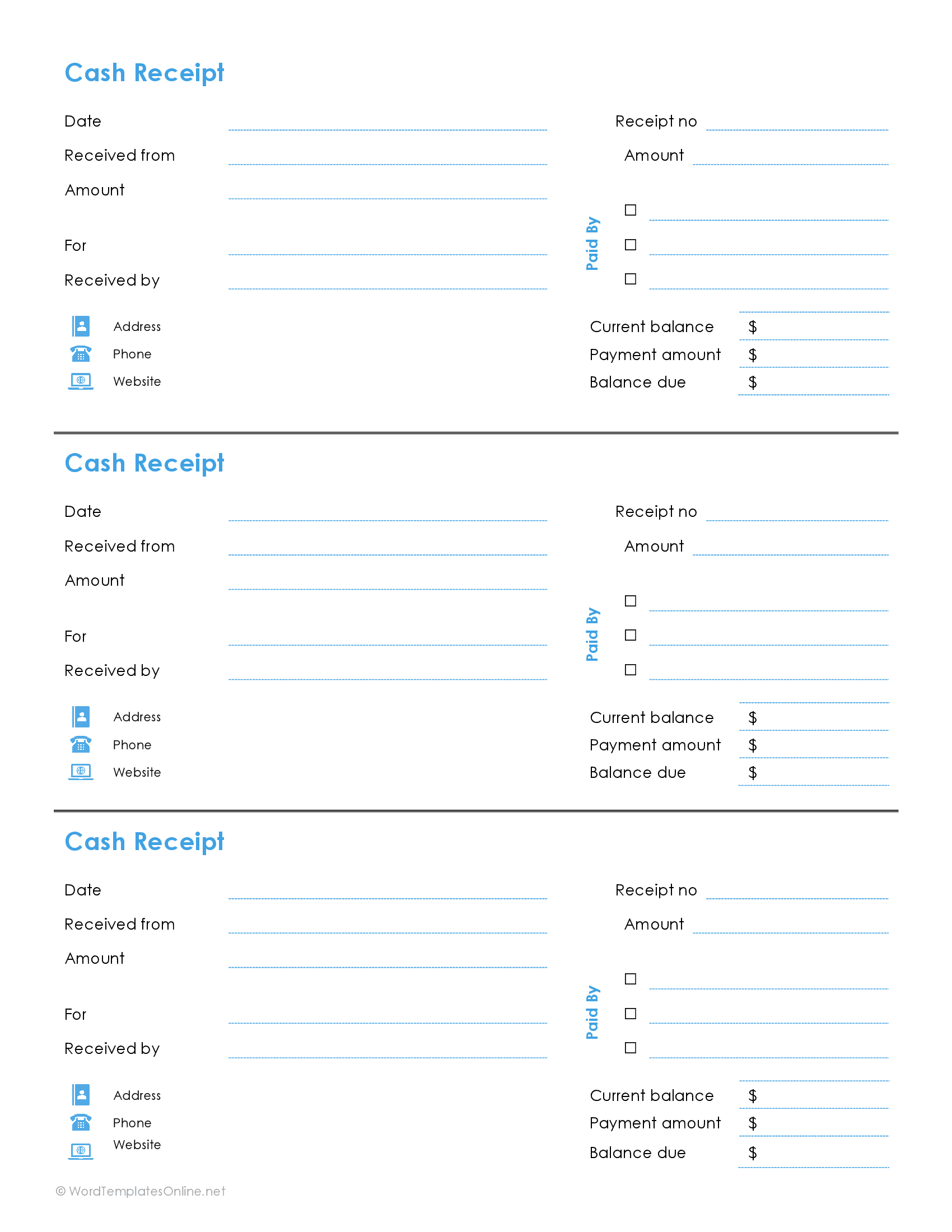 Cash receipt template - Free sample in ms word