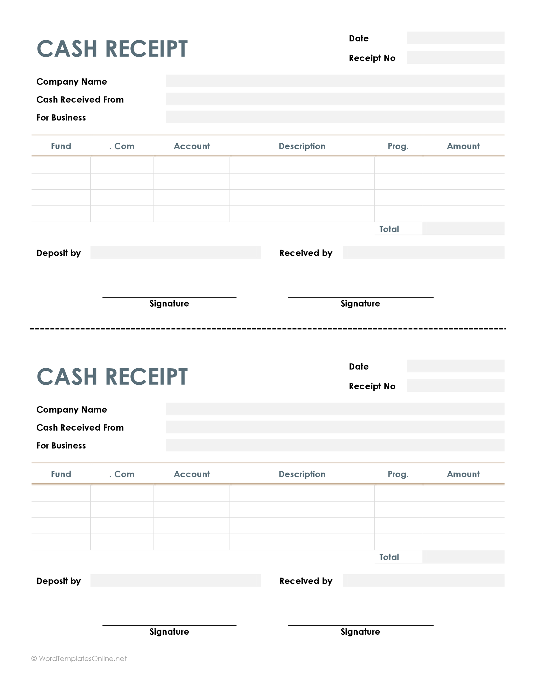 Cash Receipt Template for Word