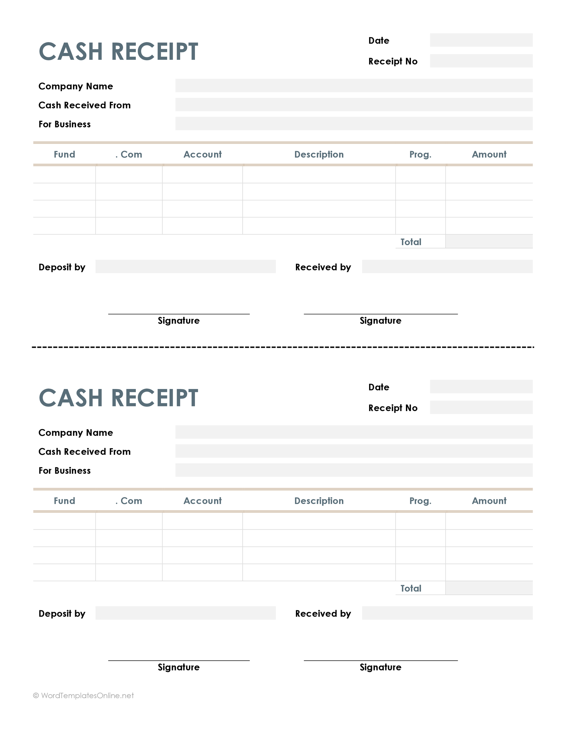 Cash Receipt Template in Word