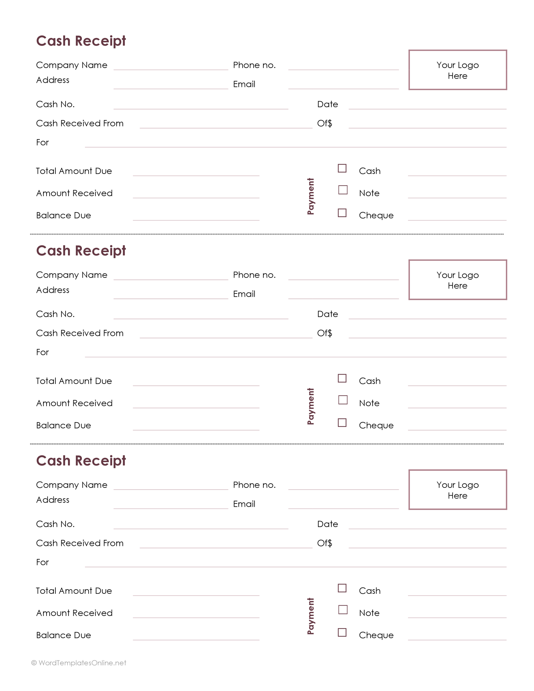 Cash Bill Template