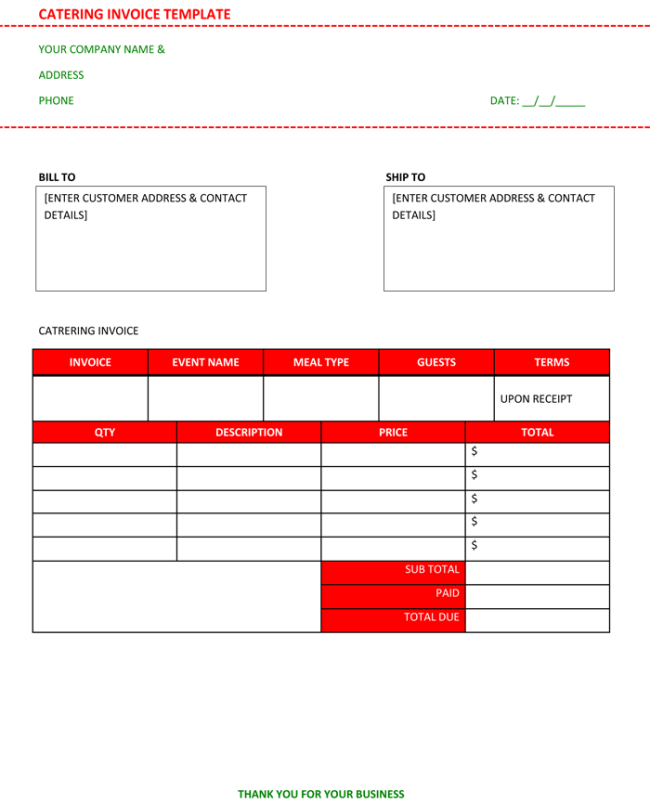 Free Catering Invoice Template from www.wordtemplatesonline.net