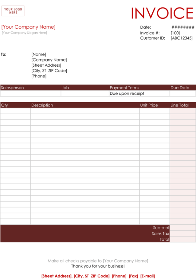 Catering Invoice Template for Excel®