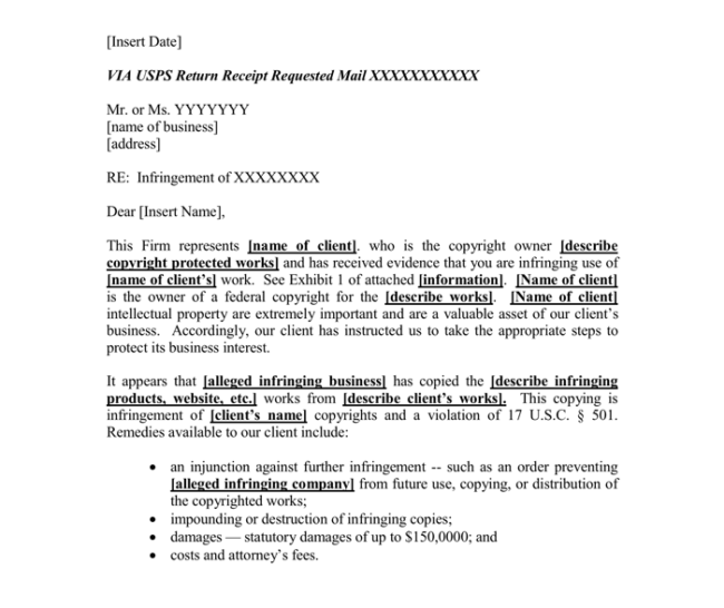 Standard Cease And Desist Letter from www.wordtemplatesonline.net