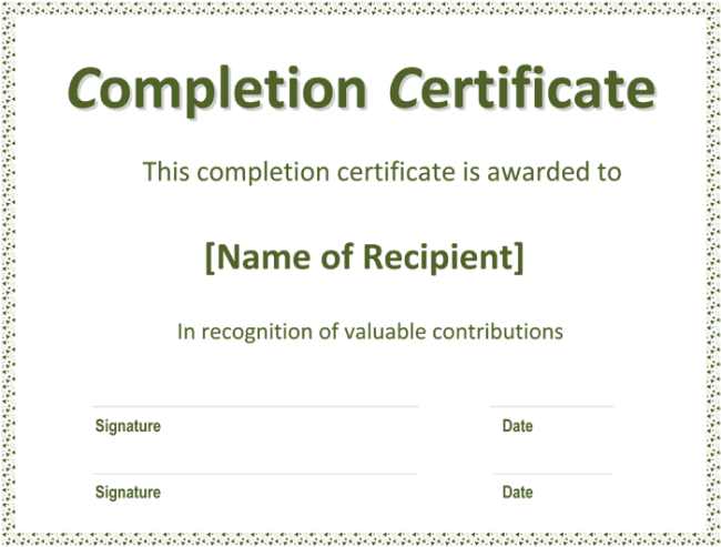 Certificate of Completion Template for Kids