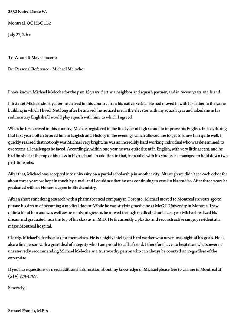 Immigration Reference Letter For A Friend from www.wordtemplatesonline.net