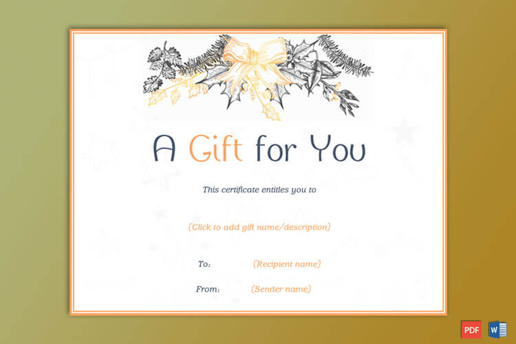 Orange Themed Christmas Gift Certificate