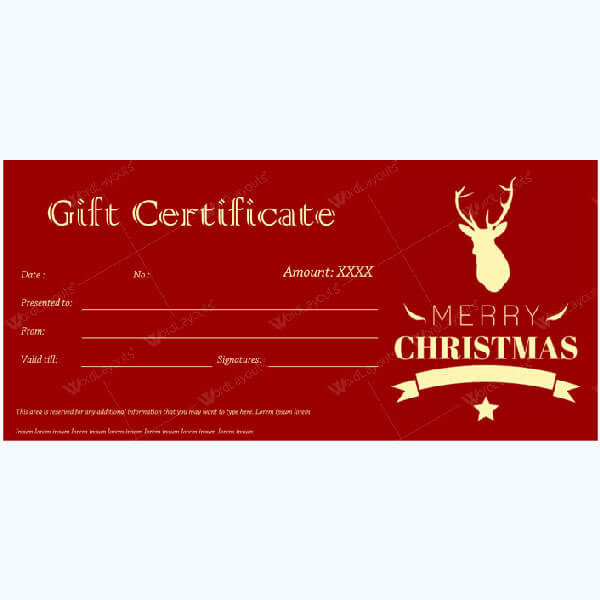 Christmas Gift Certificate (Classic Reindeer)