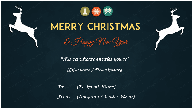 Editable Christmas & New Year Gift Certificate Template 02 for PDF