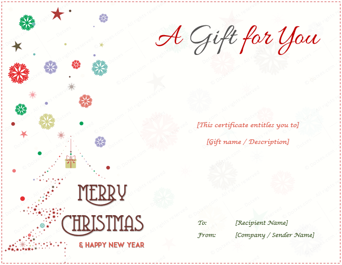 Free Christmas & New Year Gift Certificate Template 03 for Word