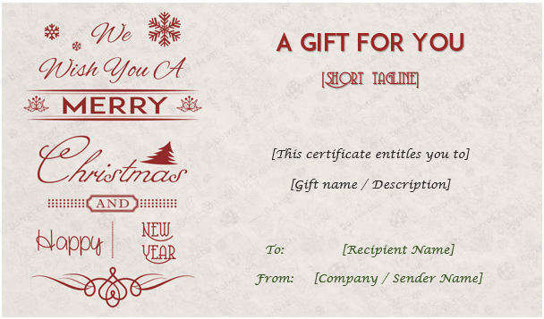 Free Christmas & New Year Gift Certificate Template 07 for Word