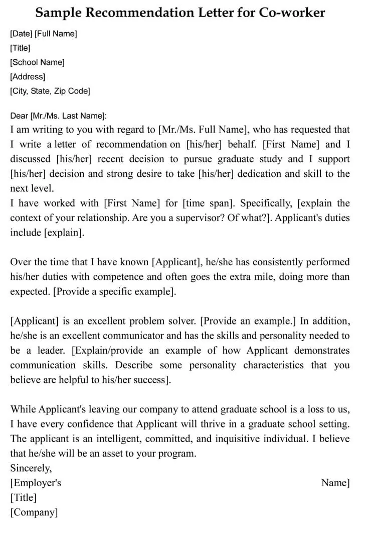 Letter of Recommendation for Coworker (29+ Sample Letters)