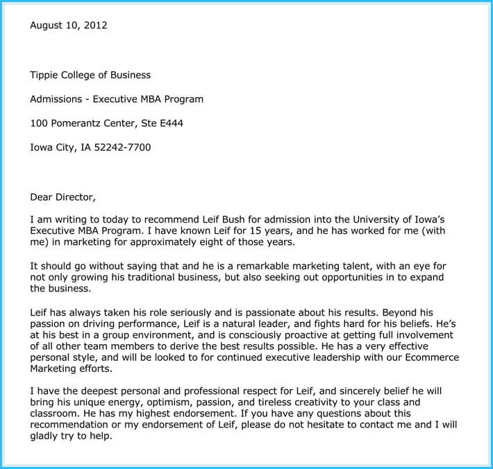 Professional Reference Letter For University Admission