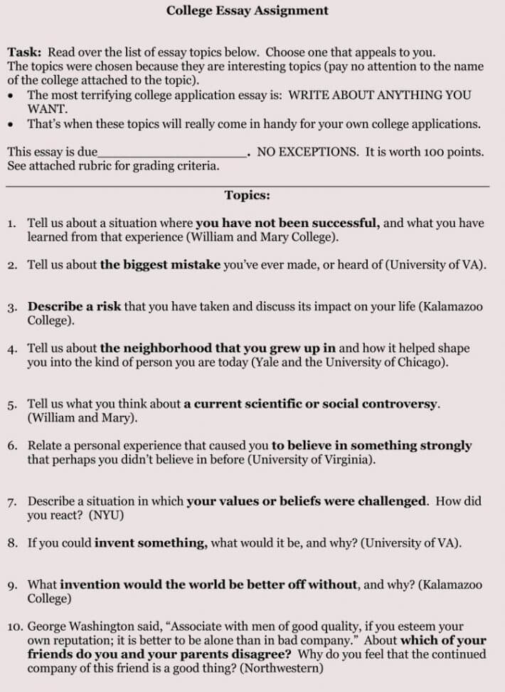 how to write an essay in college format