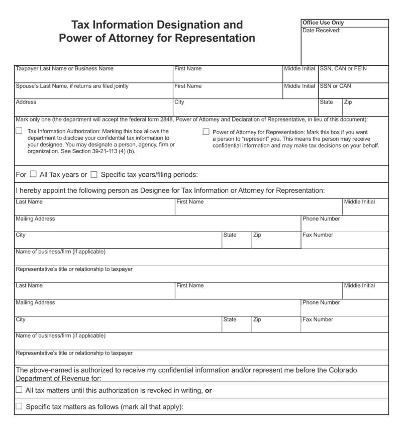Colorado State Tax POA (Form DR0145)