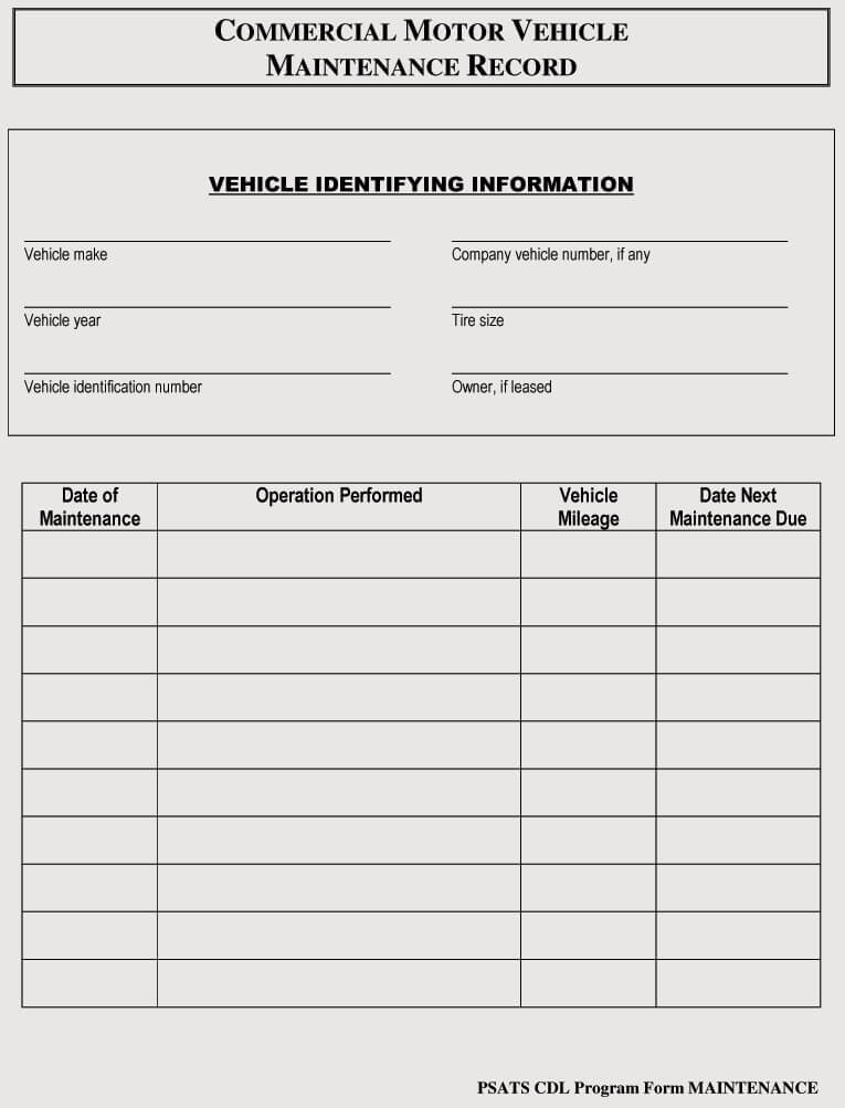 Vehicle Maintenance Log Template from www.wordtemplatesonline.net