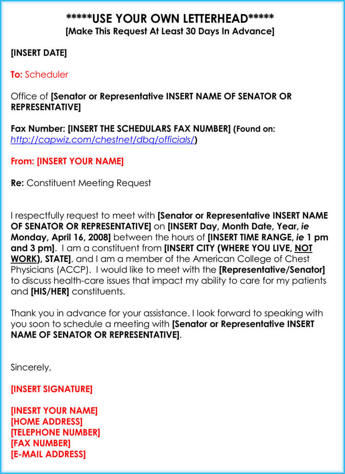 Congress Meeting Appointment Request Letter