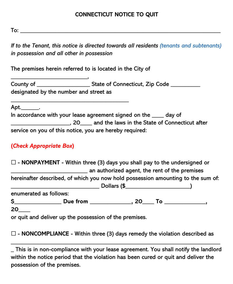 Connecticut Eviction Notice Form