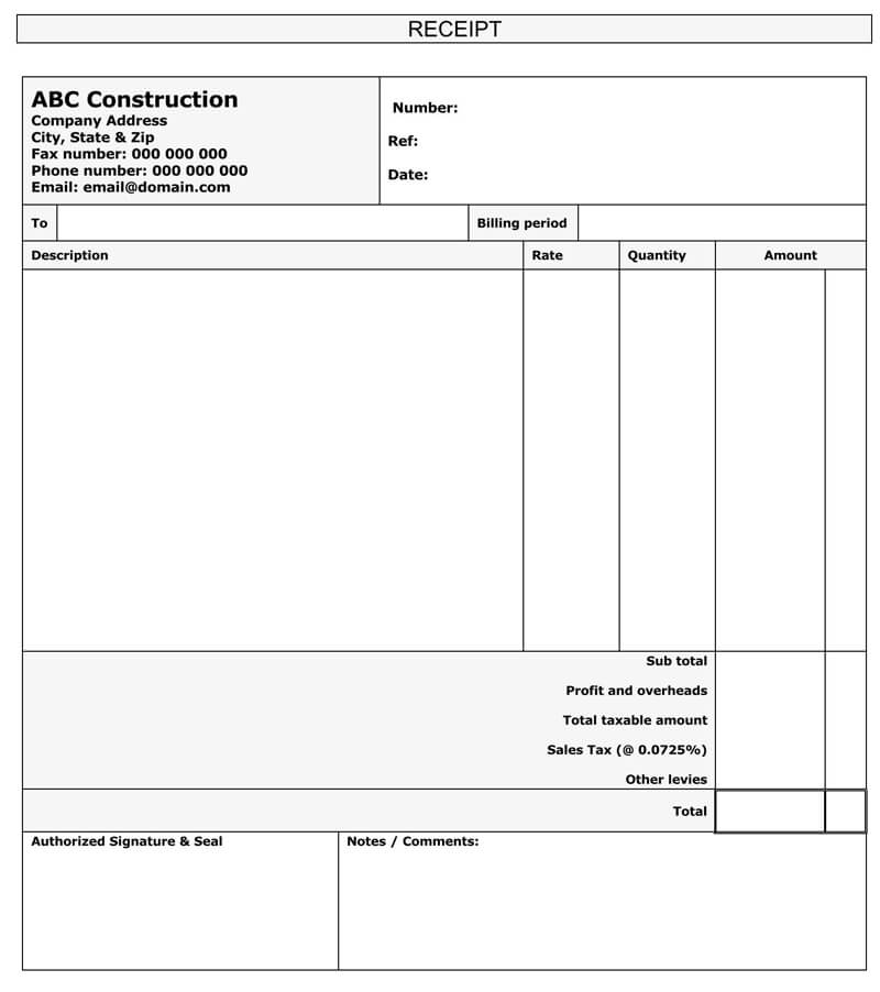 contractor-receipt-template