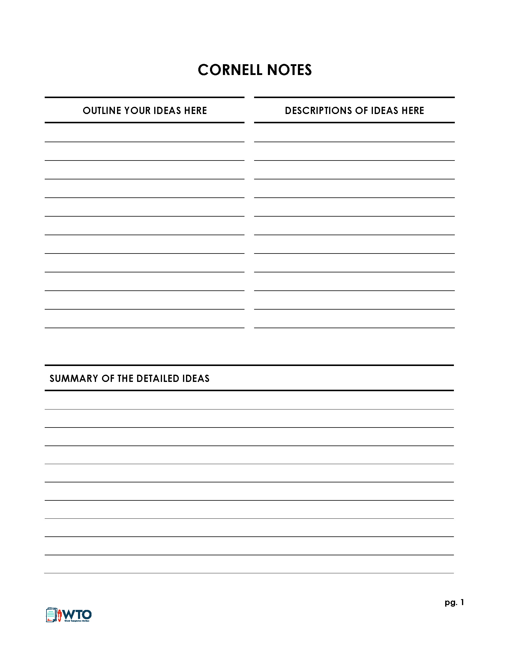 Free Cornell Note Template Sample Excel