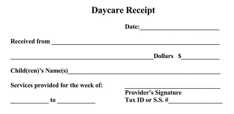 Daycare Payment Receipt sample