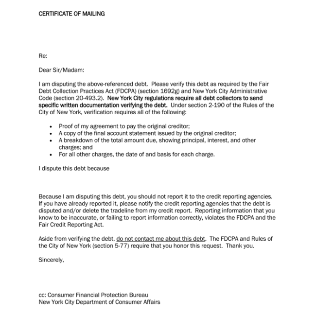 Sample Letter To Dispute A Debt from www.wordtemplatesonline.net