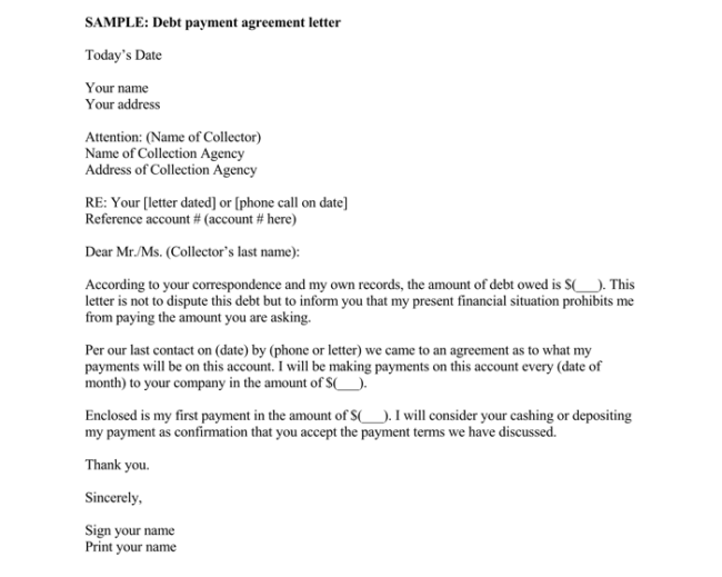 Debt Settlement Agreement Letter from www.wordtemplatesonline.net