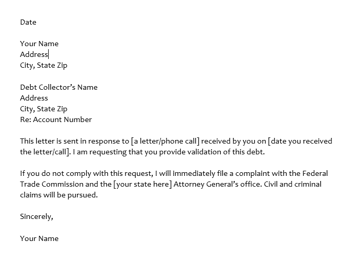 Debt Collection Validation Letter from www.wordtemplatesonline.net