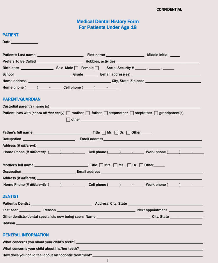New Patient Medical History Form Template from www.wordtemplatesonline.net